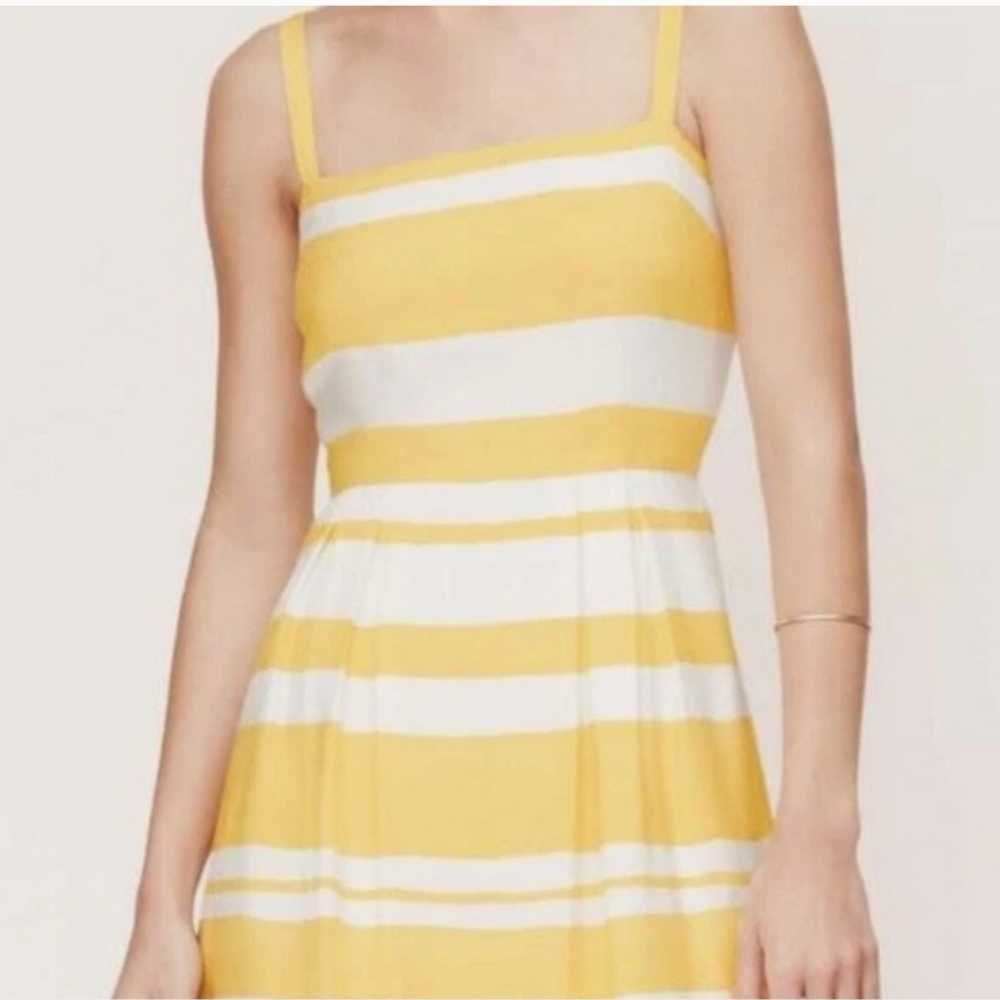 Loft Yellow Paintbrush Striped Sleeveless Dress